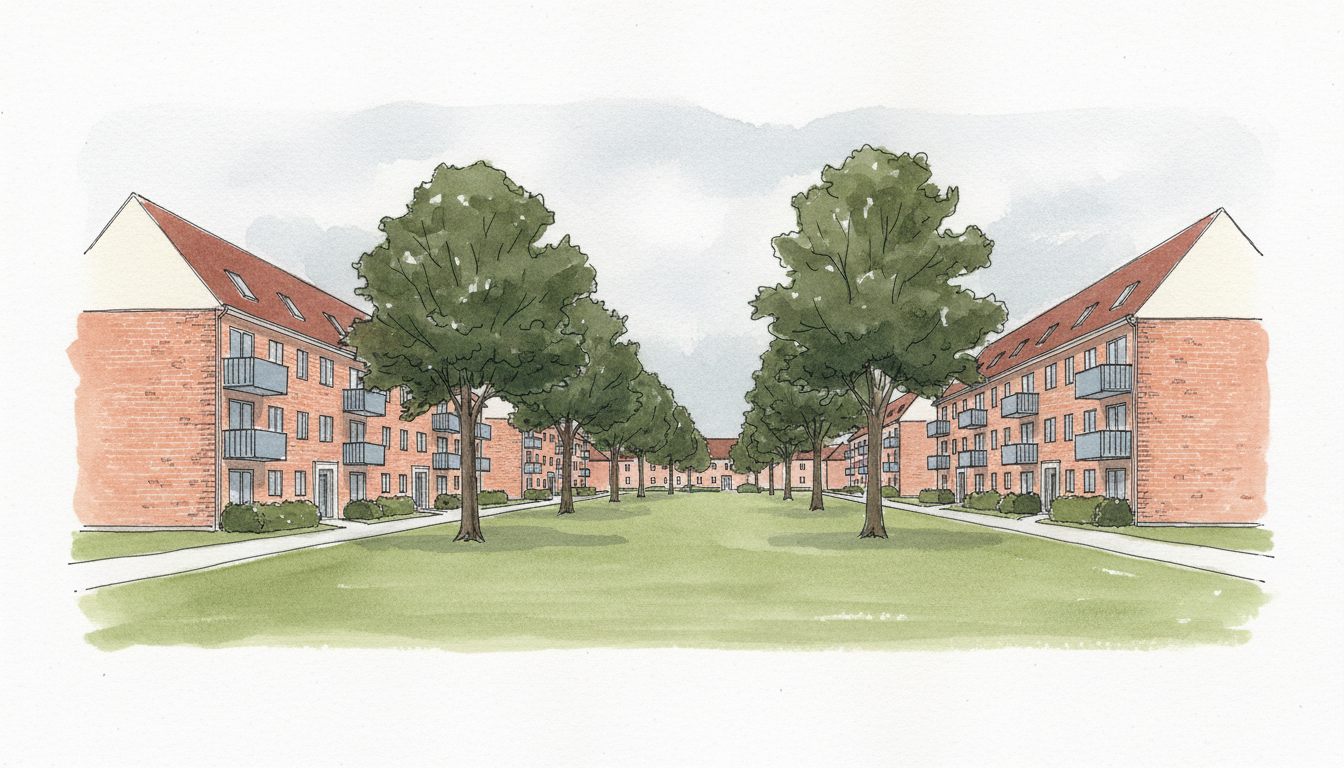 Illustration: hovedstadsforstad med overvejende etageboliger